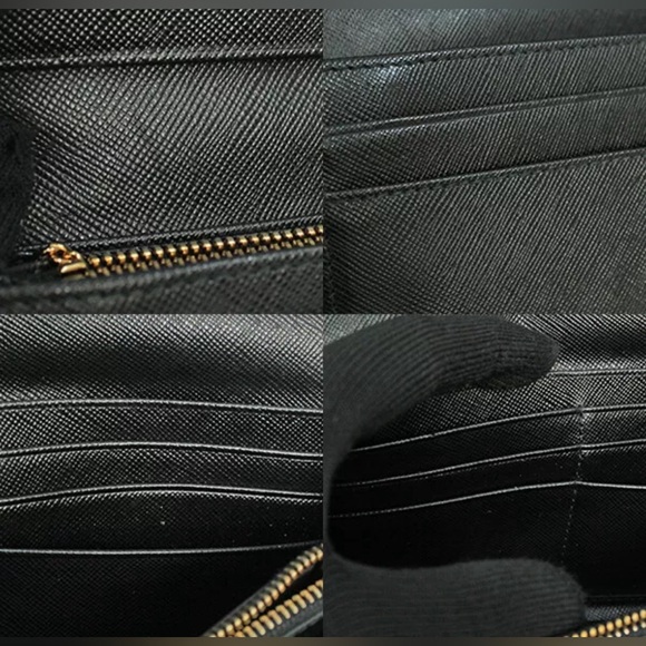 Prada ribbon long saffiano black continental bow wallet with Prada box - Picture 5 of 16